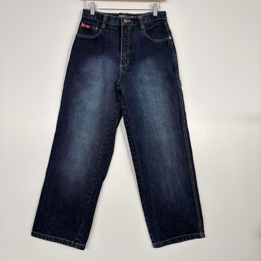 Southpole Jeans Boys 16 Blue‎ Relaxed Wide Leg Carpenter Utility Pockets Denim